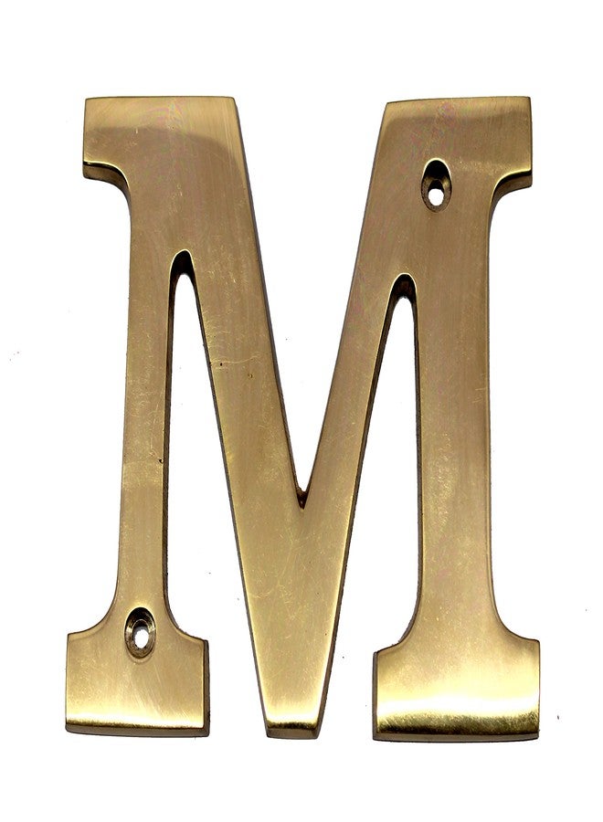 eSplanade Brass House Hotel Door Name Alphabets - Wall Door Plaque Alphabet Letter - Golden - 4" Inches ("M" Alphabet - 4") - Image 1